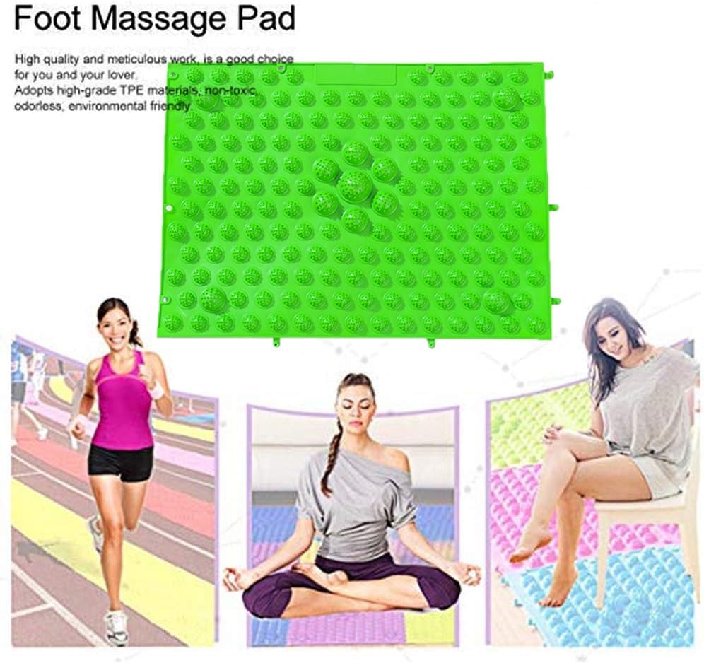 Foot Massage Mat Acupressure Mat Reflexology Walking Toe Plate Massage Pad Bathroom Yoga Anti-Slip Outdoor Game 4PCS (Green)