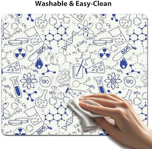 9.5x7.9 Inch Office/Gaming Mouse Pad, Science Chemistry Geometry Math Nerd Geek and Genius Cartoon Themed Design Art, Cute Anti-Slip Mat for Desk Decor