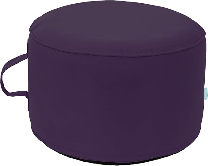 QILLOWAY Inflatable Outdoor Ottoman for Patio, Waterproof Round Pouf, Inflatable Foot Rest, Outdoor Footstool for Poolside, Garden，Camping,Purple