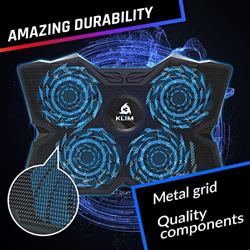 KLIM Wind Laptop Cooling Pad - More Than 500,000 Units Sold - New Version - Powerful Rapid Action Laptop Cooler - Laptop Stand with 4 Cooling Fans - 2 USB Ports - PC Mac PS5 PS4 Xbox One - Diamond