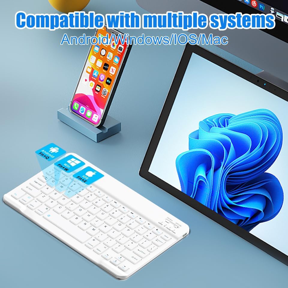 Bluetooth Keyboard for iPad 10th Generation, iPad Pro 13/12/11/10/9/8/7 inch, iPad Air 13/11th Gen, iPad Mini, IOS Windows Android Tablets - Slim Wireless Portable Travel Office Computer Accessories