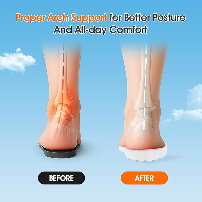 4D Cloud-Like Comfort Soles for Men - Soft Memory Foam Cushioning Insoles - Trim to Fit Steppers Insoles with Arch Support for Foot Pain Relief and Fatigue Reduction (Pink, US W 6.5-9)