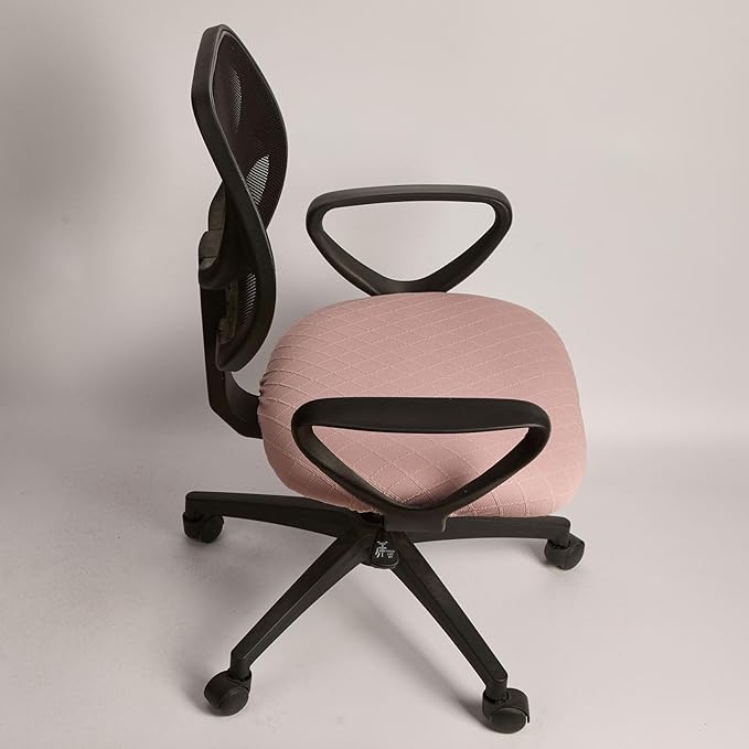Melaluxe Stretch Jacquard Office Chair Cover, Removable Washable Desk Chair Cover Rotating Chair Seat Slipcover, Pink