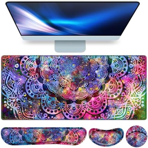 Mouse Pad with Wrist Rest, 4-in-1 Large Mousepad Keyboard