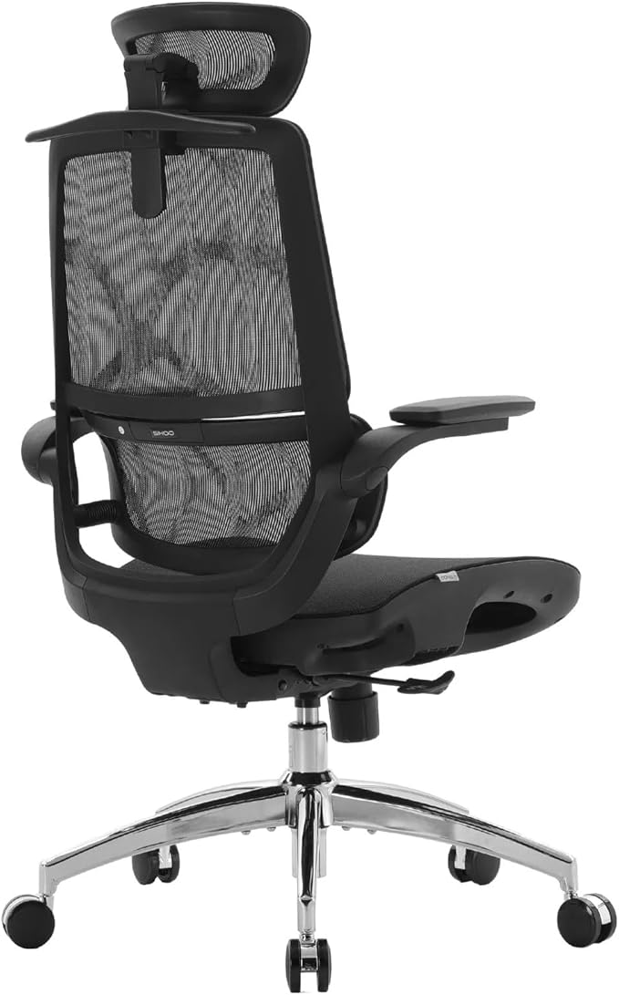 SIHOO M59AS Ergonomic Office Chair, Desk Chair with 3D Flip-up Armrests, Computer Chair with Dual Back Design and Adaptive Dynamic Lumbar Support, Ink Black