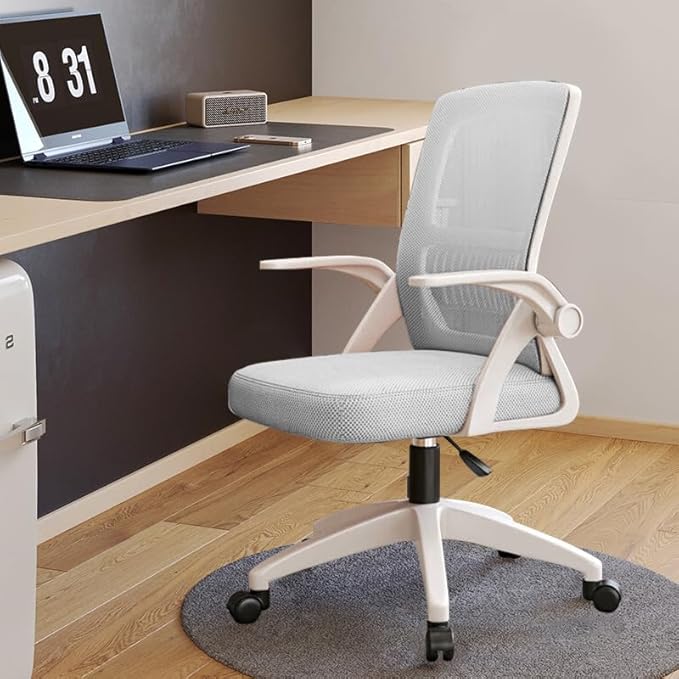 Office Chair, Ergonomic Desk Chair Breathable Mesh Chair Swivel Chair with Flip-Up Arms and Lumbar Support Computer Chair for Home Office