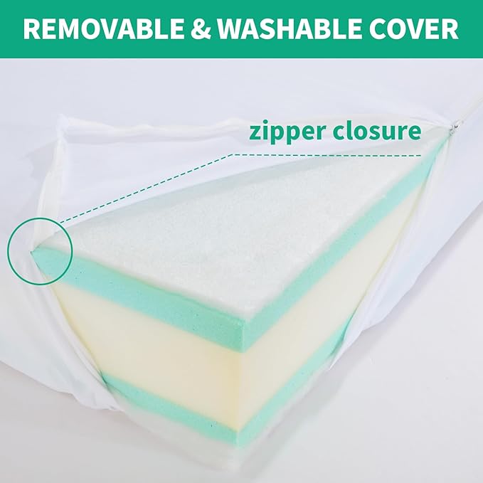 HOMBYS Memory Foam Couch Cushion Replacement, High Density Upholstery Foam Wrapped with Memory Foam & Polyester Batting, Sofa Cushions Inserts with Dacron Fiber Layer,with Removable Cover,8"x24"x24"