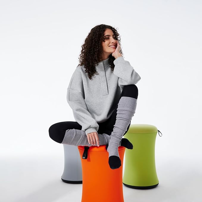 TopJob Boba Chair Stylish Active Wobble Stool, ADHD Chair, Improves Posture and Focus, Ergonomic with Height Adjustable Stool for Adults Children for Home Office, Study Room (Lime Green)