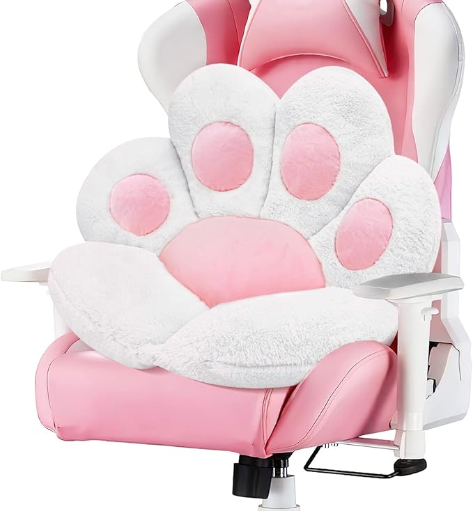 MOONBEEKI Cat Paw Cushion Chair Comfy Kawaii Plush Seat Cushions Lazy Pillow for Gamer Chair 28"x 24" Cozy Floor Cute Seat for Girl Worker Gift, Dining Room Bedroom Decorate, White