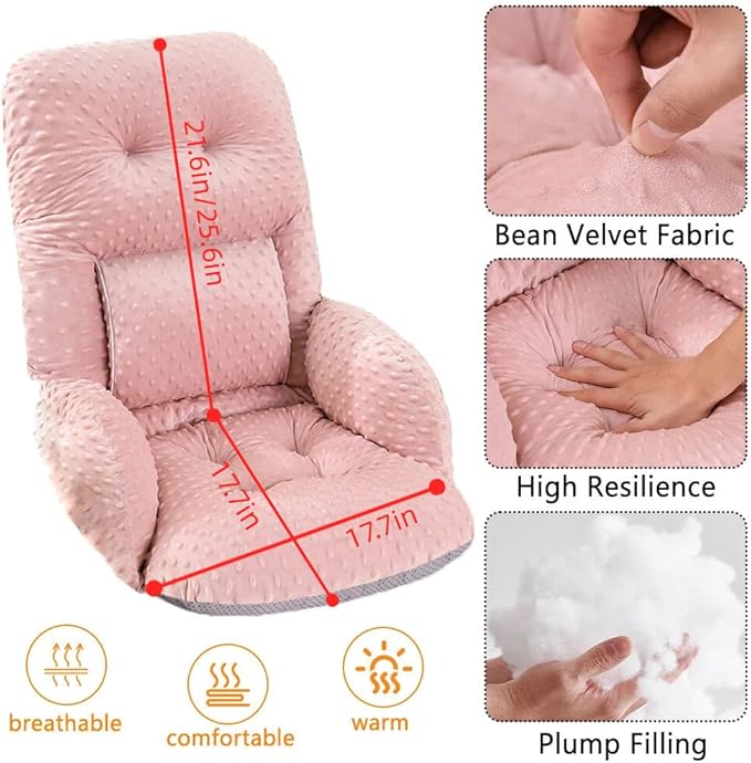 Office Chair Cushions with Armrest，Non-Slip Rocking Chair Pad with High Back Support for Dining Dorm Floor Car Office Patio