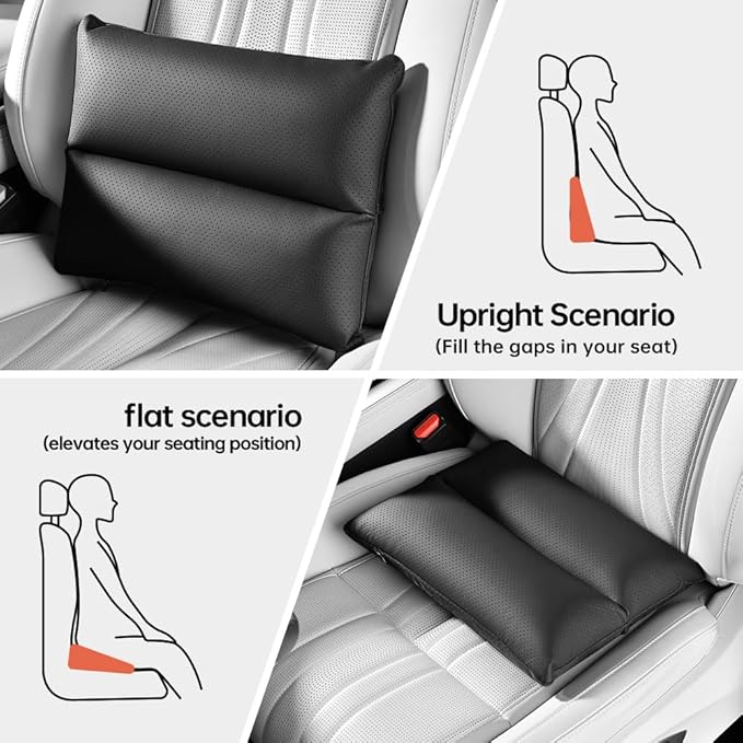 Lumbar Pillow for car, Back Cushion for Driving, Back Support, Lumbar Support, Improve Driving Comfort, Faux Leather, Sturdy and Durable, Non-deformable, Long Lasting Use 1P