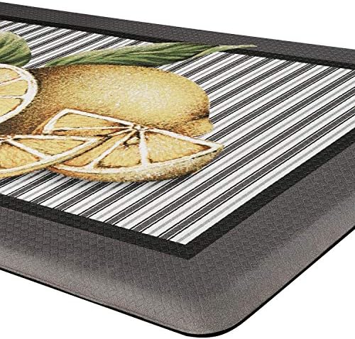 PowerSellerUSA Printed Anti Fatigue Mat, Non Slip Printed Textured Comfort Standing Floor Mats for Living, Dining Room, Bedroom, Kitchen, Office, Work (18x30 in., Fresh Lemon)