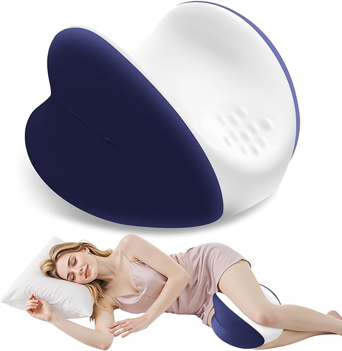 Knee Pillow for Side Sleepers, Leg Pillow with Cooling Cover, Memory Foam Leg Pillow for Side Sleeping, Heart-Shape Cushion for Hip, Back & Sciatica Pain Relief, Blue
