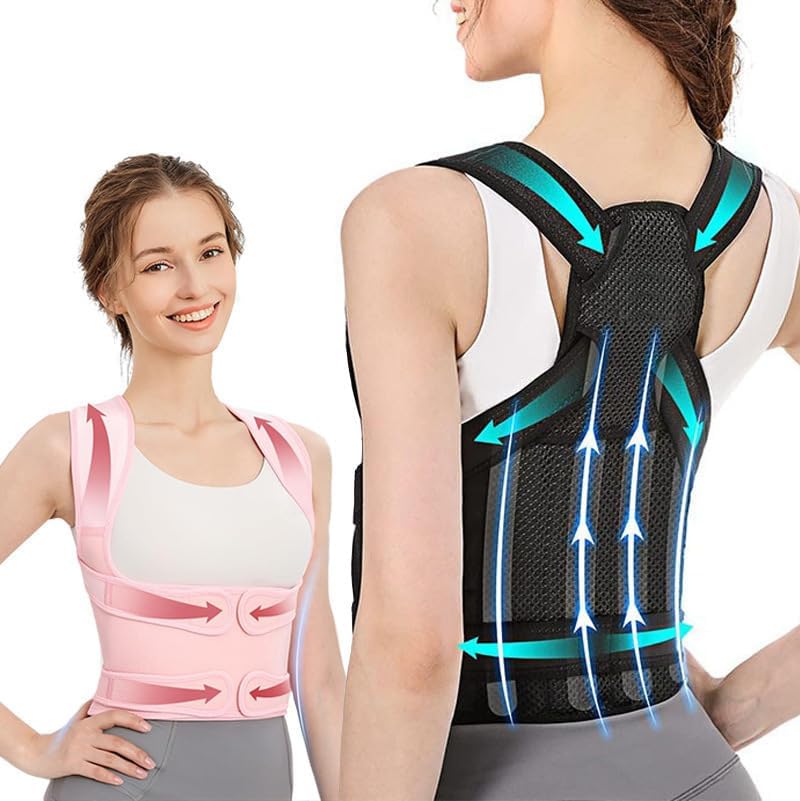 Adjustable Upper Back Posture Corrector Brace for Men & Women – Daily Shoulder and Spine Support Belt for Sitting, Work & Home Use (Lightweight, Breathable Design)