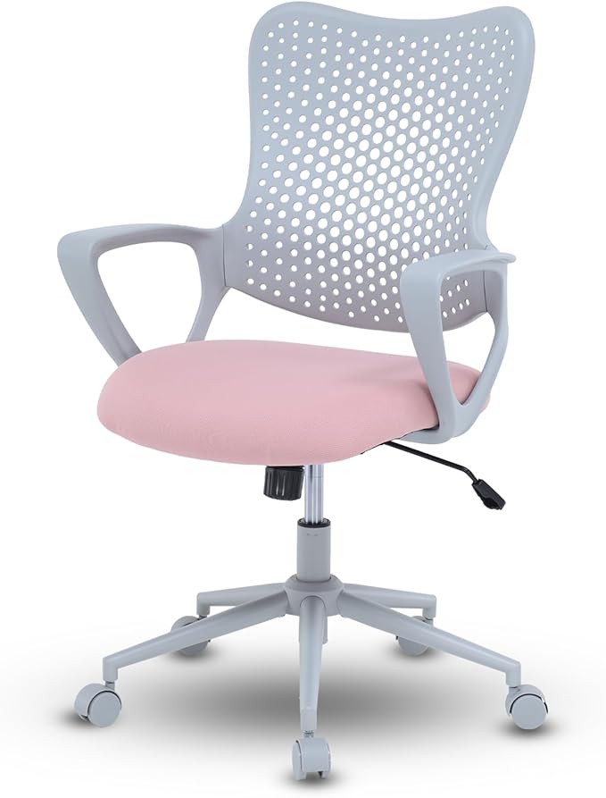 Ergonomic Office Chair, Breathable Mesh Computer Desk Chair with Armrests, Rolling Swivel Task Chair, Butterfly Back Design for Home Office, Adults and Teens (Pink)