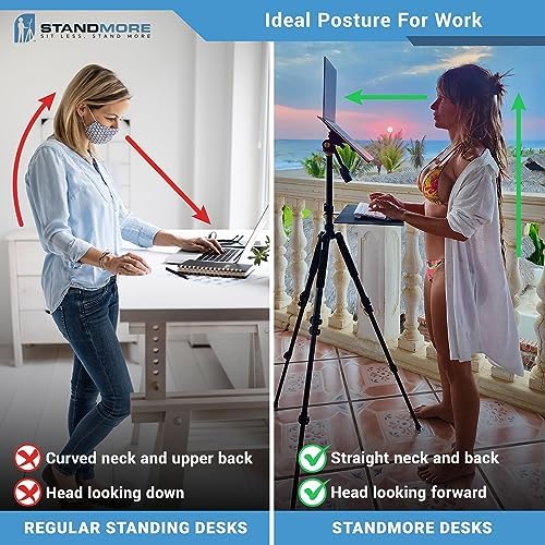 Portable Standing Desk with Keyboard Tray - Ergonomic, Height Adjustable Table with Carrying Bag for Indoor and Outdoor Use. Lightweight Design to Work Anywhere, Stay Healthy, and Stand More