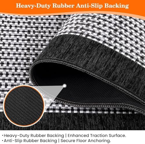 StepRite Kitchen Rugs, Kitchen Mats for Floor, 70"x20" Non-Slip Machine-Washable Kitchen Throw Rug, Absorbent Kitchen Runner Rugs Office, Kitchen Sink Standing Desk Mat, Kitchen Decor Carpet, Black