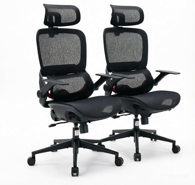 SIHOO B100 Office Chair, Comfy Ergonomic Office Chair, Computer Chair with Adaptive Lumbar Support & Wide Headrest, Flip-up Armrests, Swivel Desk Chair for Long Hours, Without Footrest, Black