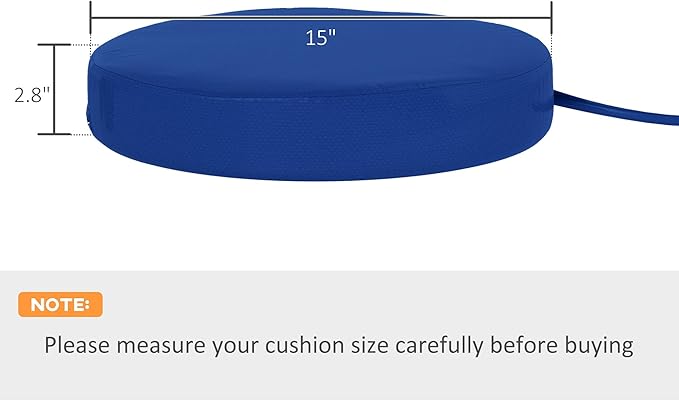 Outsunny Outdoor Bistro Chair Cushions Set of 4 with Machine Washable Cover, 15" x 15" x 3" Thick Round Seat Cushions for Patio Furniture with Ties, Chair Pads for Dining Chairs, Navy Blue