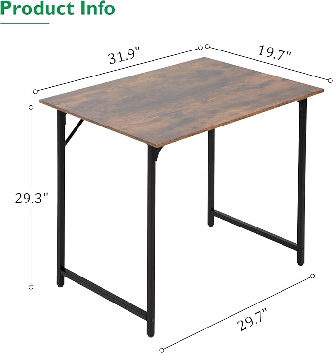 PayLessHere 32 Inch Home Office Desk and Chair Set,32 Inch Computer Desk with Ergonomic Height Adjustable Office Chair for Home Office (Vintage and Black)