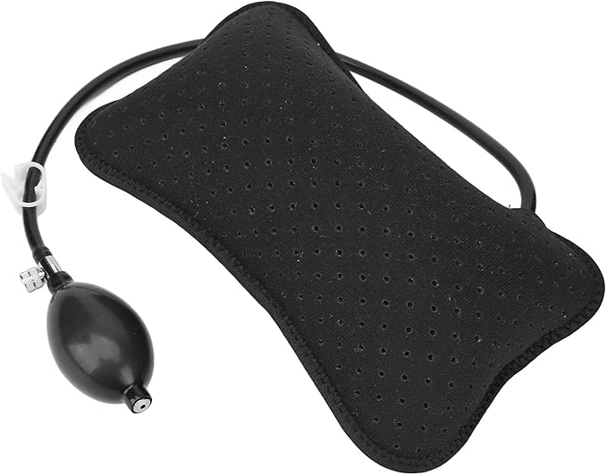 Inflatable Lumbar Pillow, Lumbar Support Pillow Adjustable Lower Back Cushion for Car Office Chair Airplane Travel Black