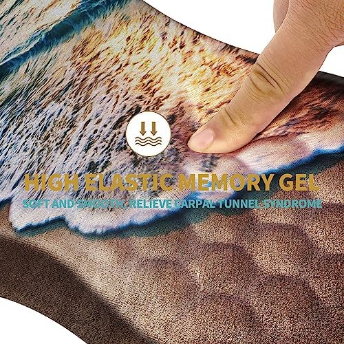 Hokafenle Ergonomic Mouse Pad Wrist Support with Massage Design, Wrist Rest Pain Relief Mousepad with Memory Foam&Non-Slip PU Base, Mouse Pads for Wireless Mouse & Desk (12x8 inch,Sunrise Beach)