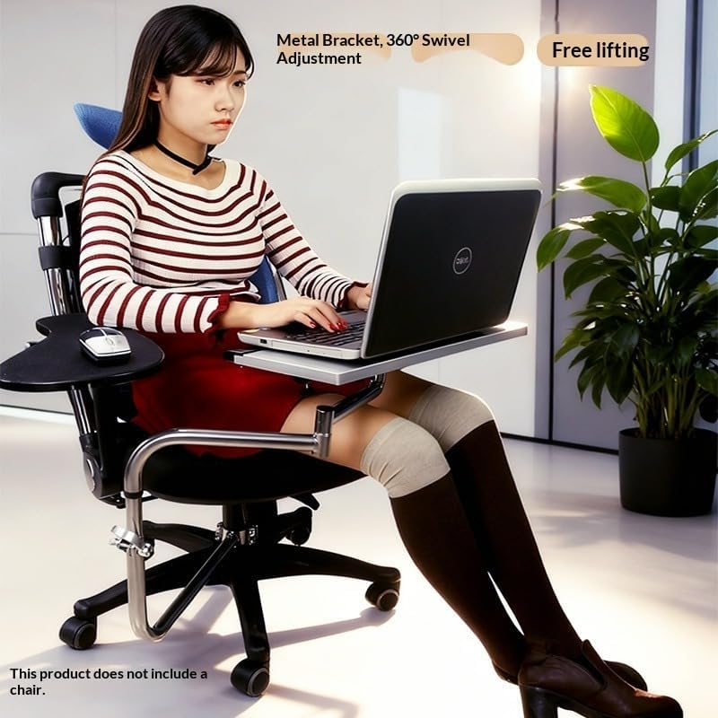 Ergonomic Chair Mount Keyboard Tray - Adjustable Laptop & Mouse Stand for Gaming & Workstation, Fits Round Bars up to 1.96 Inch Thickness (OK033B)