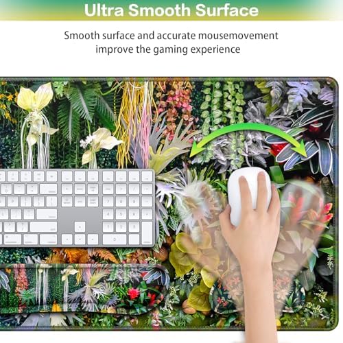 Desk Mat Floral, Large Gaming Mouse Pad with Wrist Rest 4in1 XXL