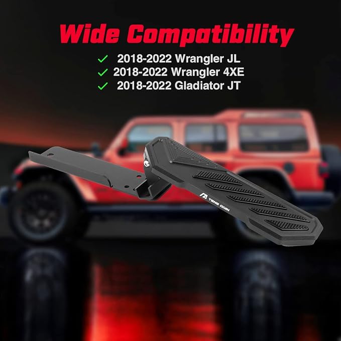 Dead Pedal Driver Foot Rest Pad - Left Side Kick Panel Adjustable Anti-Slip Thickened No Drilling Fit for 2007-2026 Jeep Wrangler JK JL JLU 4xe & Gladiator JT(Black,1 Pack)