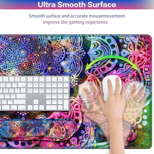 Mouse Pad with Wrist Rest, 4-in-1 Large Mousepad Keyboard