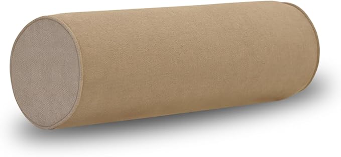 Cylinder Round Memory Foam Support Pillows Cervical Neck Roll Pillow with Pillowcase Soft, Comfortable and Breathable for Sleeping, Chair, Car, Sofa，Travel (Light Coffee, 18x6)