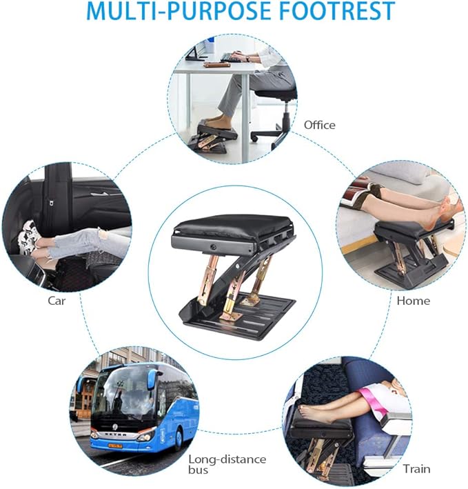 Foot Rest for Under Desk at Work 4-Level Height Adjustable, Ergonomic Foldable Footrest for Office, Gaming,Computer, Soft & Removable Pad Desk Foot Stool Suitable for All Seasons