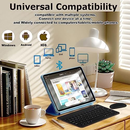 Small Rechargeable Ultra-Slim Ergonomic Bluetooth Keyboard Mouse Set for Apple iPad iPhone Samsung Tablet Phone Android PC Computer Mac Smartphone,Wireless Mouse Ergonomic Vertical Mouse LED Light