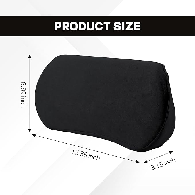 wuyaoyao Lumbar Support Pillow for Car, Memory Foam Auto Seat Lower Back Support Cushion for Back Pain Relief, Ergonomic Comfortable Driving Seat Lumbar Pillow, Universal Car Accessories (Black)