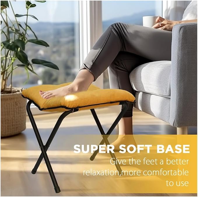 Foldable Ottoman Foot Rest, Foot Stool with Soft Cushion, Compact Lazy Sofa Stool for Living Room Bedroom Office Dorm RV (Gray)