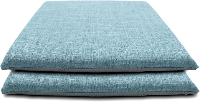 Lifup 2 Pack Chair Cushion Memory Foam Pads, Square Non-Slip Thick Dining Chair Cushions with Ties and Removable Cover for Home Office Restaurant Chair Pads Blue 16 x 16 Inch