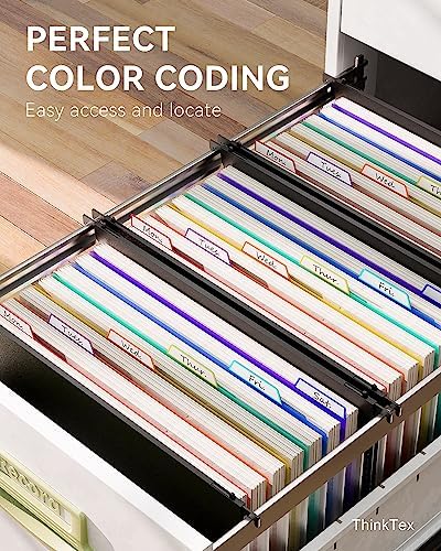 ThinkTex Plastic Expanding Hanging File Folders, 7 Innovative 1.2" Accordion Pockets, Large Capacity, Multi-Color Tabs, Legal Size for Filing Cabinet - 3 Packs