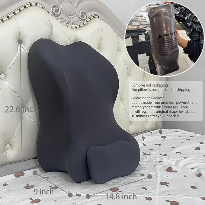 Memory Foam Wedge Pillow Couples Pillow - Intimacy Butt Pillow Cushion for Lumbar Support, 27° Lift Waterproof Posture Support Pillow Modern Style for Home Bedroom