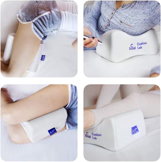 C CUSHION LAB Extra Support Orthopedic Knee Pillow for Side Sleepers - Healthy Alignment Leg Pillow for Sleeping - Hip, Pregnancy, Sciatica, & Back Pain Relief - Memory Foam Contour Wedge - Large Size