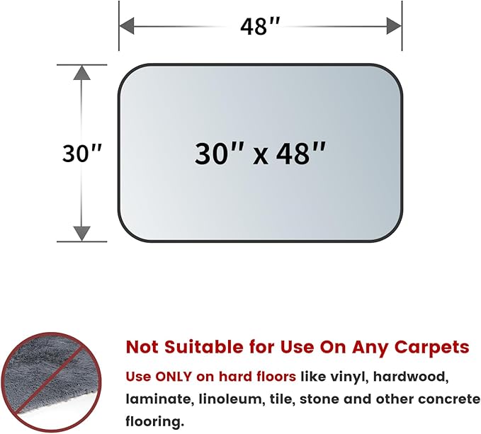 Yecaye Office Chair Mat for Hardwood Floor, 30" x 48" Clear Computer Desk Chair Mat, PVC Heavy Duty Floor Protector for Rolling Chairs, Can't be Used on Carpet (Transparent, 30" x 48")