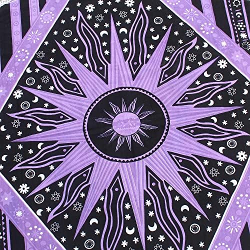 Round Beach Tapestry Turquoise Mandala Throw/Boho Hippie Beach Blanket Roundie/Indian Cotton Bohemian Large Round Table Cloth-Home Decor/Yoga Mat Meditation Picnic Rug (70", Purple)