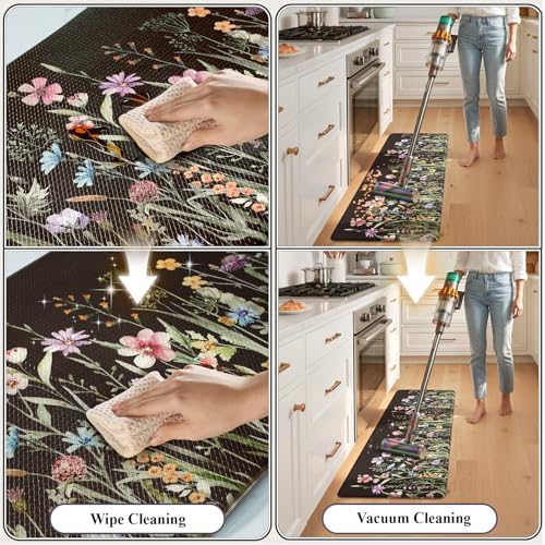 KIMODE Anti Fatigue Mats for Kitchen Floor, Farmhouse Floral Kitchen Rugs