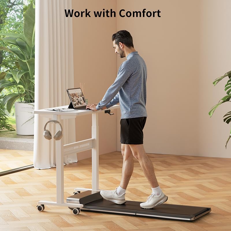 HitGo Mobile Standing Desk with Wheels,Pneumatic Height Adjustable Desk