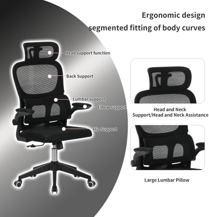 Office Chair, Ergonomic Breathable Mesh, Adjustable High Back Lumbar Support,Comfy Computer Chair for Home Office