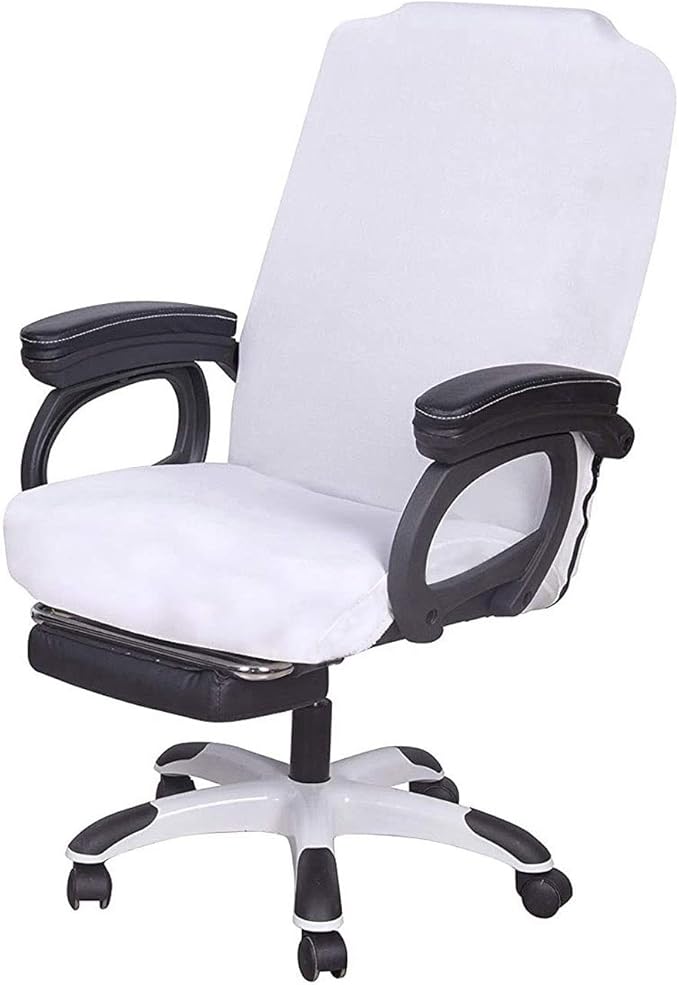 SARAFLORA Office Chair Cover- Large, White- Removable Computer Chair Cover for Office Chair with Zipper for Universal Rotating Chair Desk Chair Cover High Back Chair Seat Washable Protector for Pets