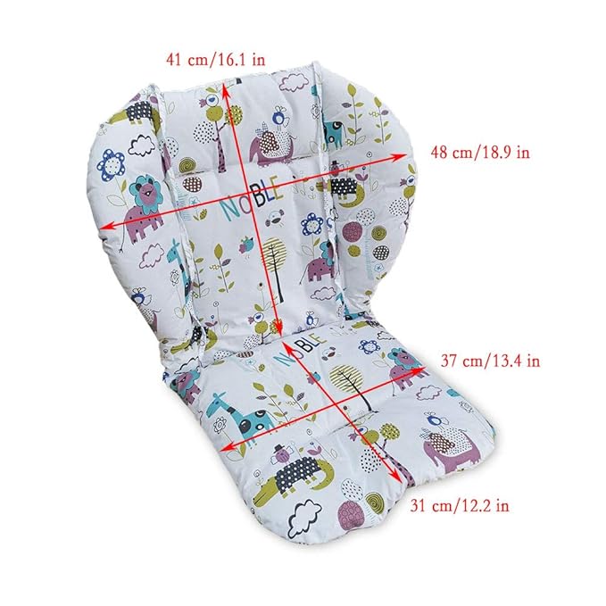 Twoworld High Chair Cushion, Large Thickening Baby High Chair Seat Cushion Liner Mat Pad Cover Breathable (Animal World)
