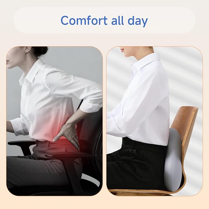 Lumbar Support Pillow for Office Chair, Extra Dense Memory Form Pillow Lumbar Pillow for Car, Back Support Pillow for Recliner Chair, Chair Back Support for Lower Back Pain Relief