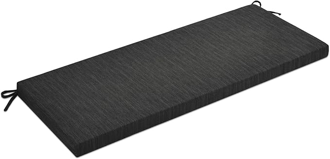 baibu 36 Inch Classic Solid Color Bench Cushion with Ties, Non-Slip Indoor Outdoor Rectangle Bench Seat Cushion Standard Size Foam Pad with Machine Washable Cover (Black, 36x15x1.5in)