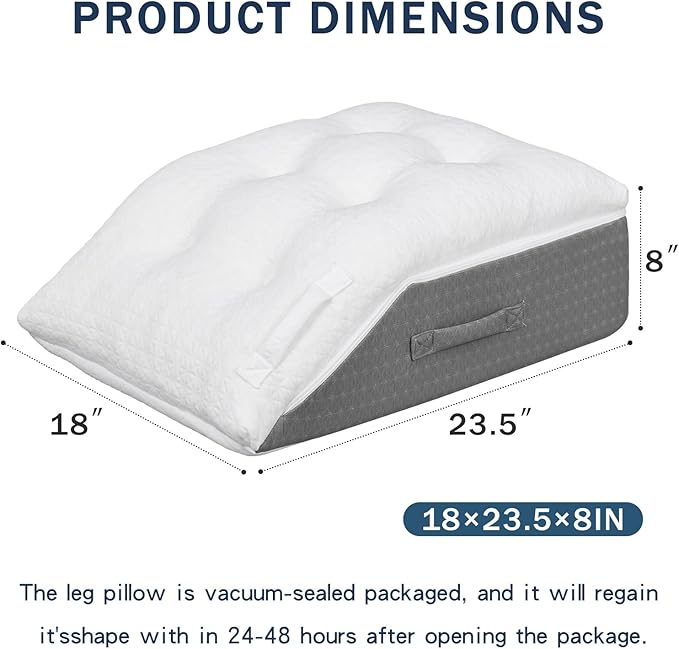 baibu Memory Foam Leg Elevation Pillow, Dual-Layer Patent Design Support Pillow to Raise Feet for Circulation, Leg Wedge Pillow for Sleeping, Knee Pillow for Knee Hip Ankle Pain Relief
