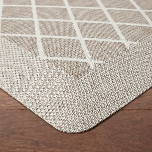 MARTHA STEWART Miles Modern Diamond Anti-Fatigue Air-Infused Kitchen Mat, Coffee Brown, 19.6"x32"